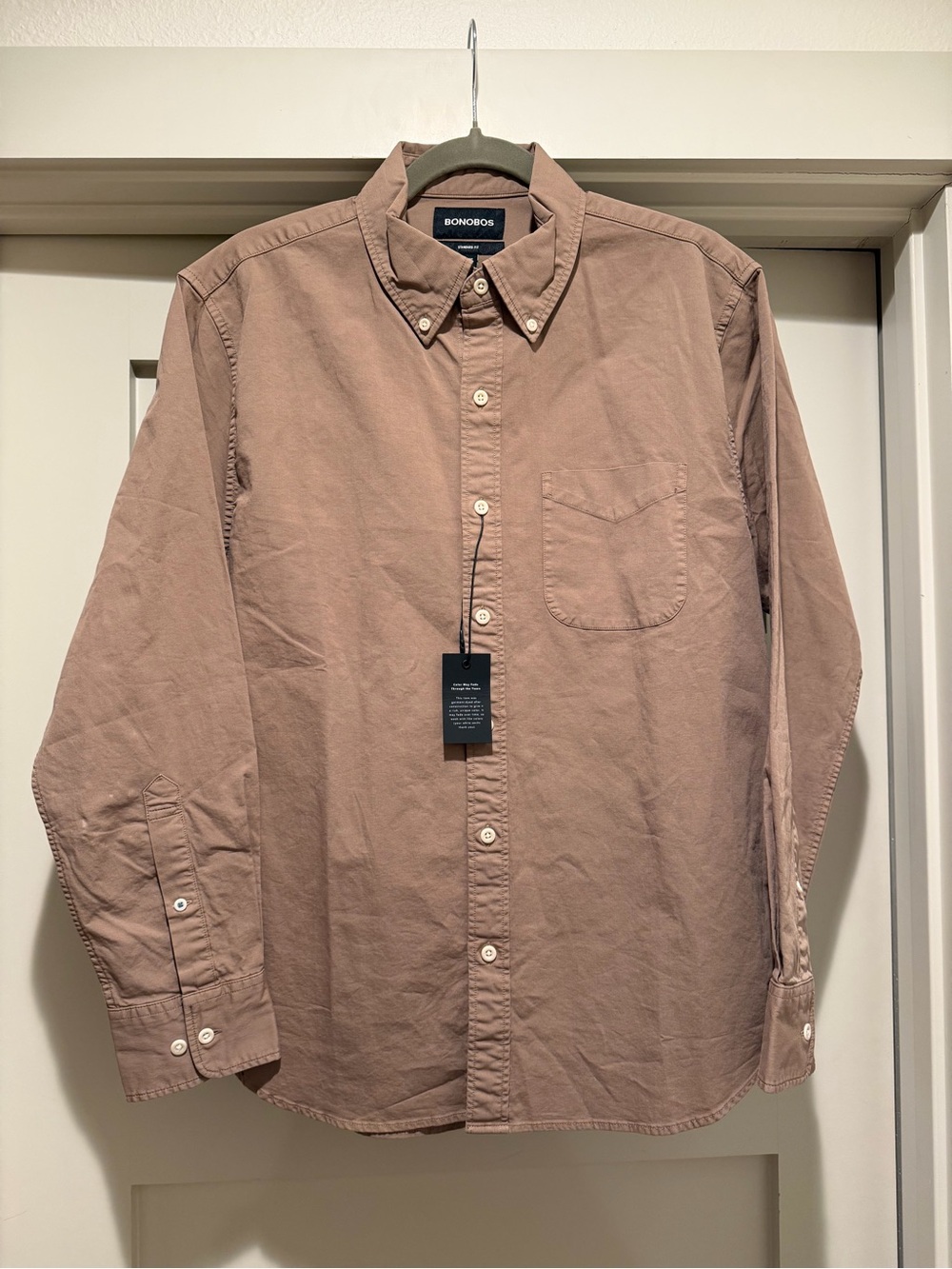 Bonobos Men’s M Short Standard Fit Garment Dyed Brown Button Down Shirt